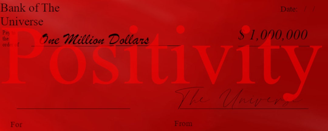 Manifest Million Dollar Affirmation Check Money Positivity Etsy