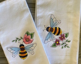 Theedoekenset - Bijen & Bloemen - 27" x 18" hoge kwaliteit 100% katoen