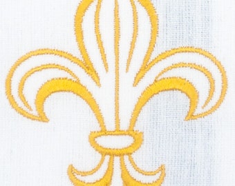 Gold Fleur-de-Lis Tea Towel (White with Blue Stripe)