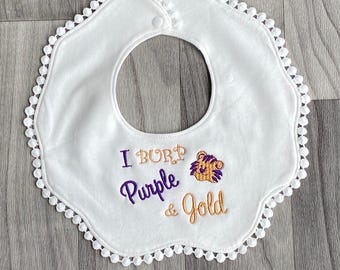 Schattige kwijlslabbetjes - Baby Tiger - I Burp Purple & Gold! PRIJS IS INCLUSIEF VERZENDING!