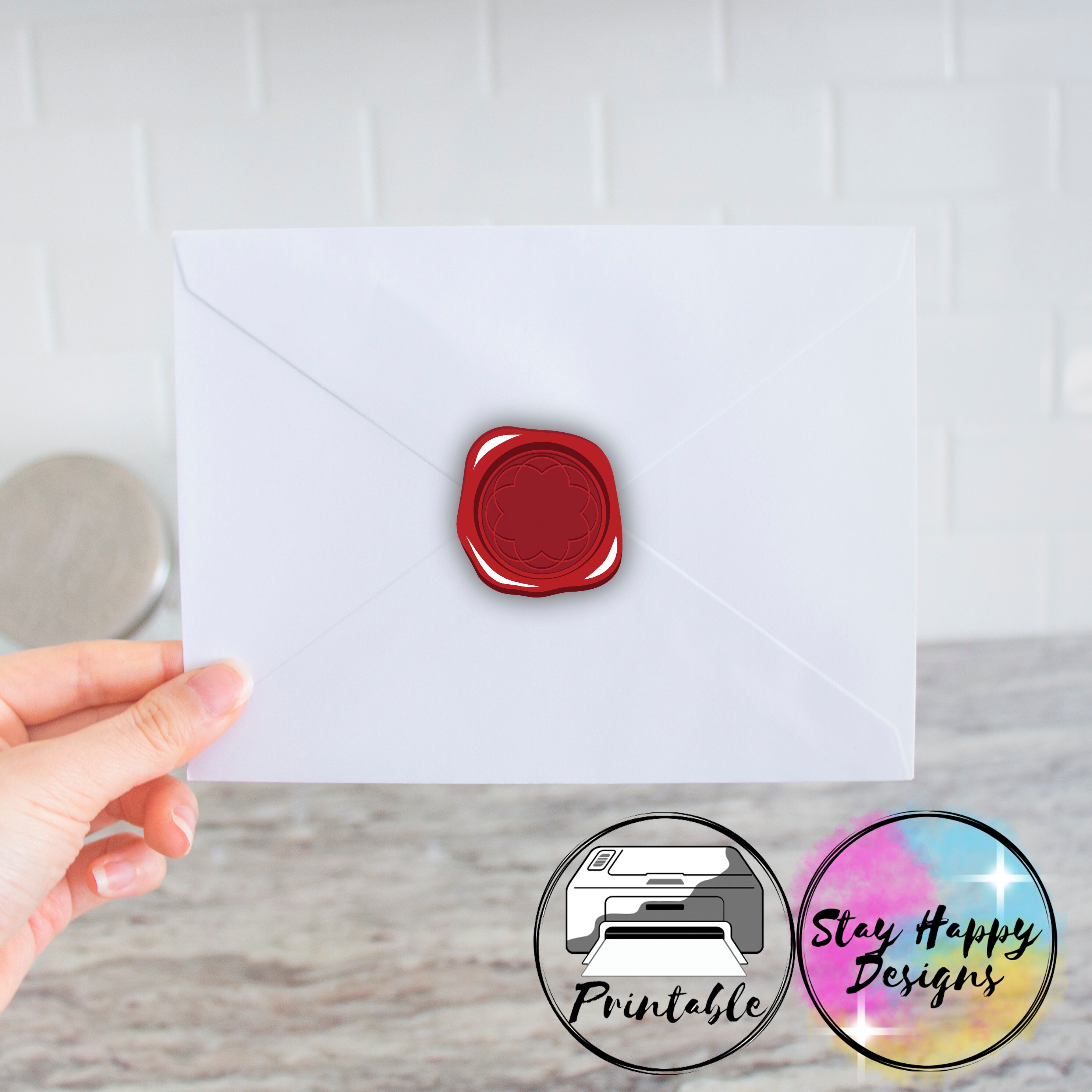 Plain Red Wax Seal Stamp Sticker Printable Printable Red Wax Etsy