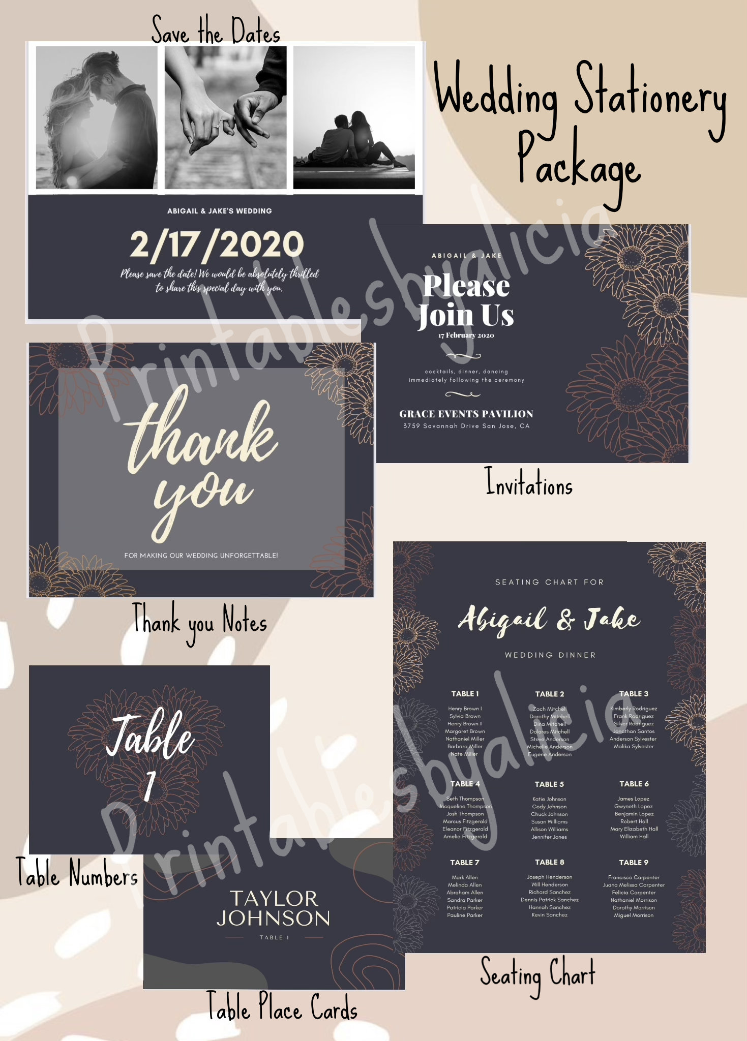 Customizable Wedding Stationery Package Etsy