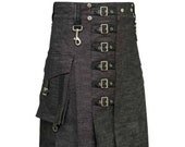 Heavy Denim Kilt with Straps