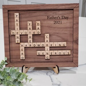 Father&#39;s Day Crossword Sign with stand/Dad Sign/Father Gift