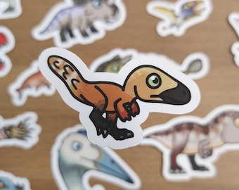 Sinosauropteryx Vinyl Sticker - Hand-Drawn Dino Art - Prehistoric Prints AZ