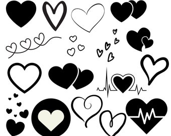 Open Heart bundle Instant Downloads in Black & White 2-SVG