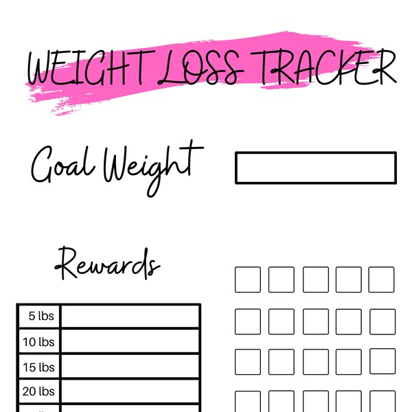Weight Loss, Weight Loss Chart, Motivational Chart, Rewards Chart, Weight Progress, 25 Lb Weight Loss Tracker