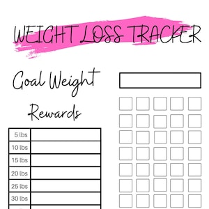 Weight Loss, Weight Loss Chart, Motivational Chart, Rewards Chart, Weight Progress, 50 Lb Weight Loss Tracker, New Year's Resolution