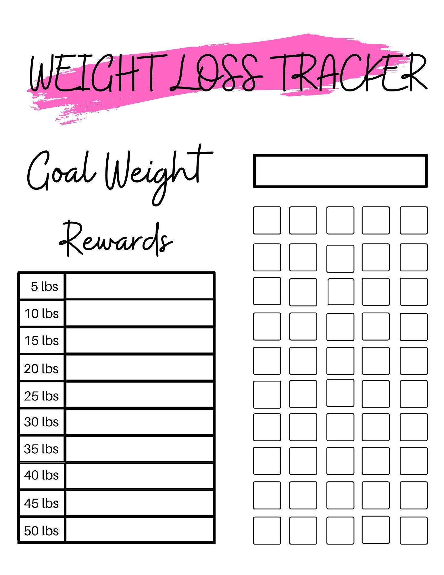 Weightloss Tracker Printable