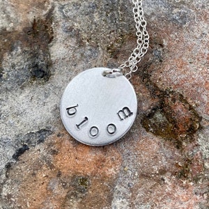 Hand Stamped &quot;Bloom&quot; Necklace