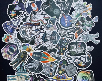 50 pcs "Astronaut/Space" Sticker Pack | Scrapbook | Space | Astronaut | Moon | Adventure | Science Stickers | Astrology | Galaxy Stickers