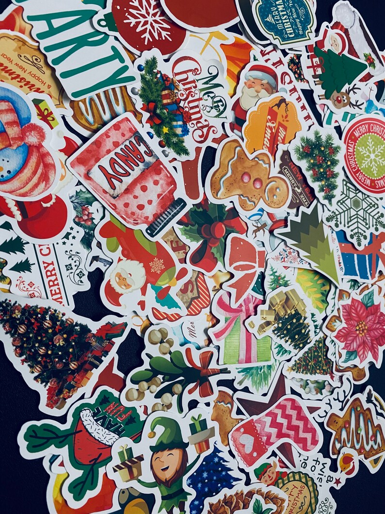 50 pcs Christmas Sticker Pack Scrapbook Christmas Stickers Santa Claus Planner Kids Craft Holiday Presents Card Stickers image 2