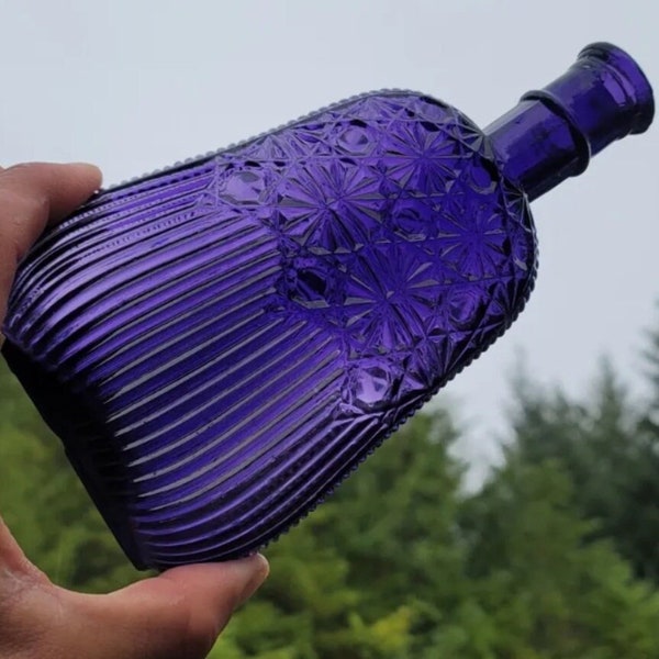 1890's Amethyst NEAT Whisk Broom shaped Flask! Old Purple Liquor Whiskey Bottle!