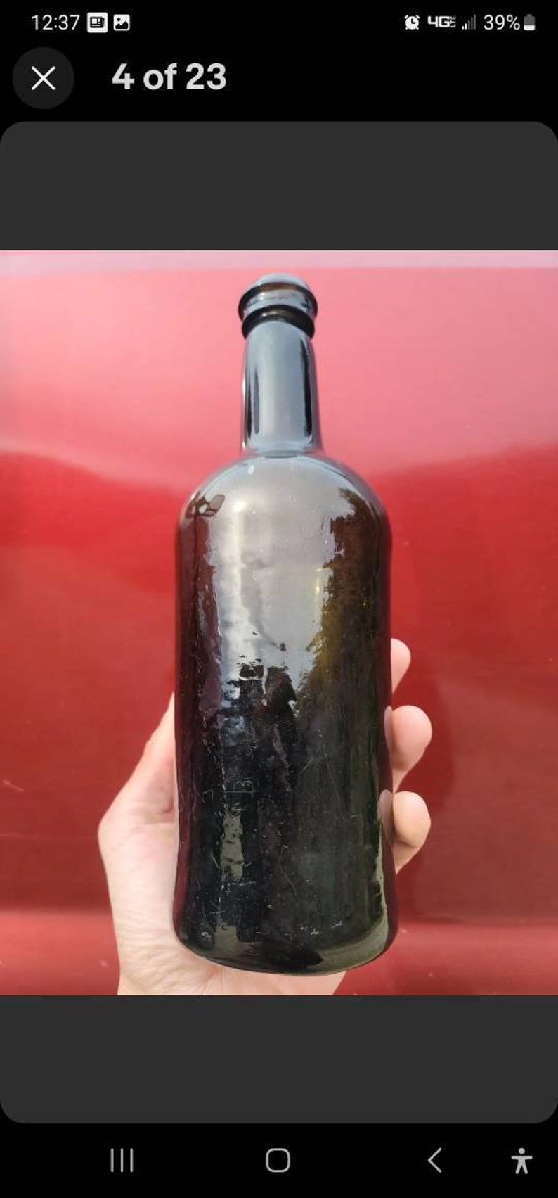 Remarkable 1790's Top Hat Rum Bottle Antique Primitive Black Glass