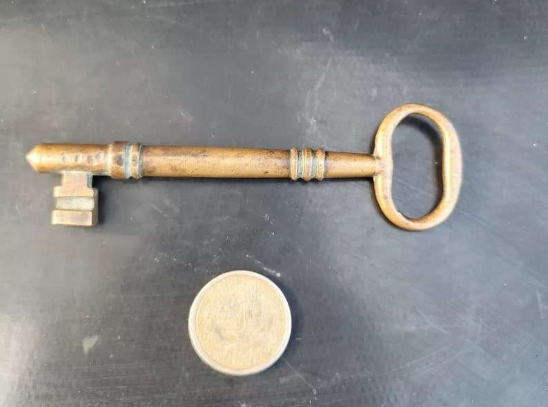 Antique Solid Brass French Skeleton Key! Big Old Thick Metal Key! - Etsy
