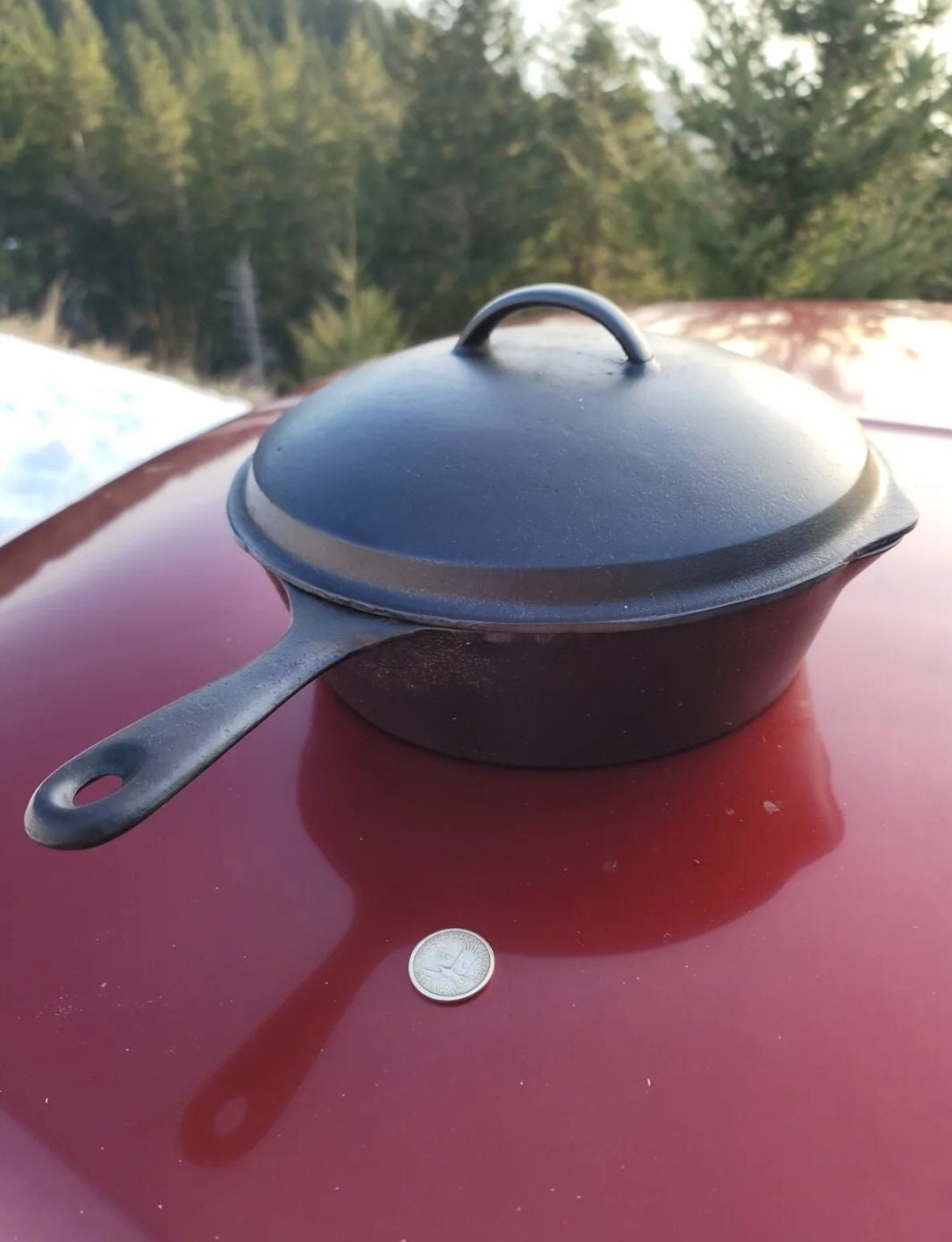 Vintage Lodge 10 Cast Iron #8CF Deep Chicken Fryer Skillet & Lid