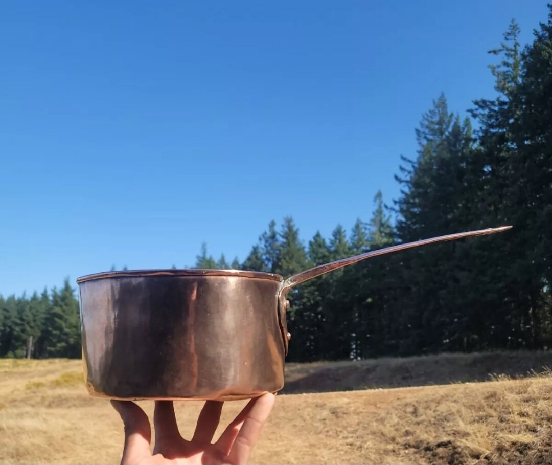 Braised Copper Old Handmade Copper Saucepan! Antique French Copper Skillet! Braised ...