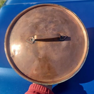 Beautiful Old Large French Copper Stockpot Lid! Antique Burgundy France Copper Kitchen Cookware Top