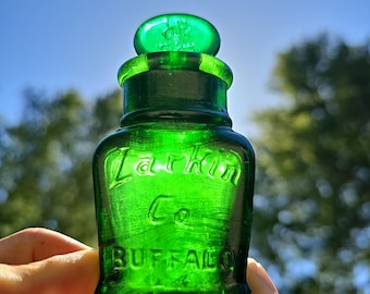Amazing Deep Emerald Green Old Larkin Soap Bottle! Neat Antique Green Scent Buffalo New York Bottle!