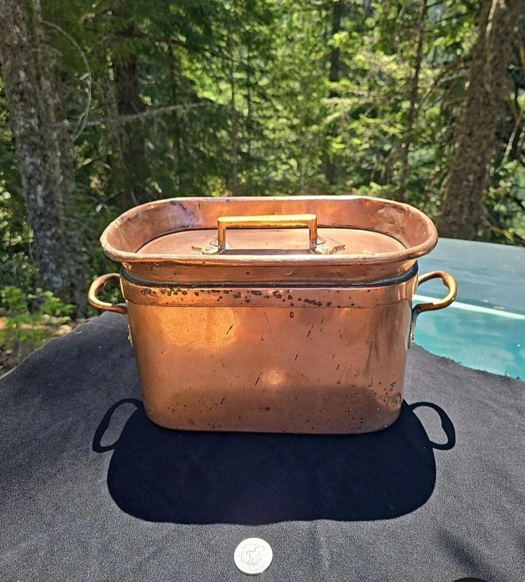 Extraordinary Antique French Copper Daubiere! Large Old Handmade