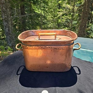 Extraordinary Antique French Copper Daubiere! Large Old Handmade Copper Roast Pan!  A True Showpiece!