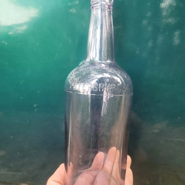 1890s soft Amethyst Virginia Whiskey!Antique WM. J. Rahily Petersburg VA Liquor Bottle!