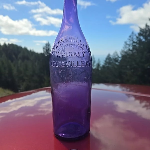 Pretty Antique Amethyst Kentucky Whiskey! Old Louisville Taylor & Williams Liquor 1890s Purple Bottle