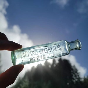 Neat Old Italian Cylinder Bottle &quot; Amaro Vegetale Bertelli&quot; Old Medicine or Food Vial Bottle!