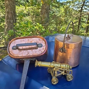 Old French Copper Cookware! Antique Handmade Daubiere with Lid and 2 Strong Iron Handles