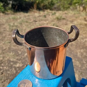 Small Antique English Copper Melting Pot! Old UK Copper Saucepan!  1 Pound Weight