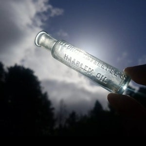 Old &quot;Haarlem Oil&quot;  Cylinder Bottle! Rare Antique Quack Medicine Vial  Bottle!