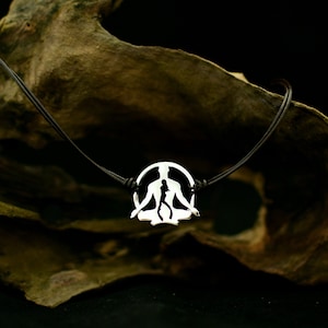 Free Diver pendant, yoga pendant sterling silver