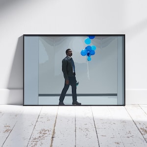 Severance TV Show Poster - Mr. Milchick with Balloons, Digital Print, Severance Fan Art, Tramell Tillman Poster, Vector Wall Art, TV Poster