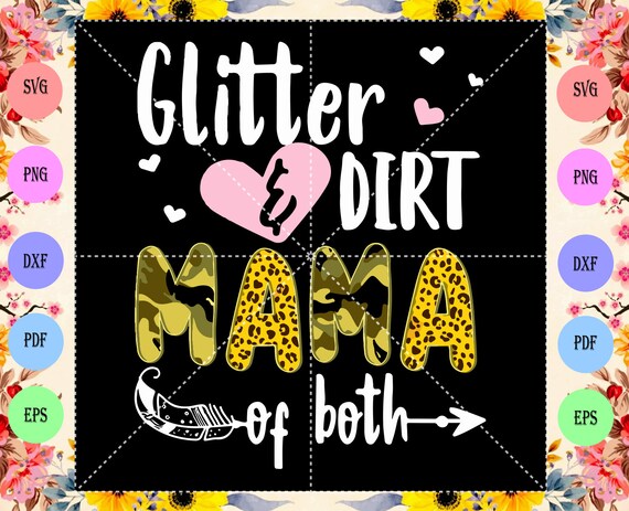 IOEGW Womens Leopard Glitter Dirt Mama of Both Graphic T Shirt Cool Funny Mothers Day Mom Gifts Tee Tops