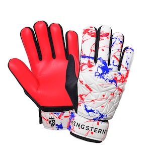 Kingsterny Football Goalkeeper Goalie Soccer Gloves Kids Children Adults Football Gloves Premier League Match Gloves ,Red / Blue