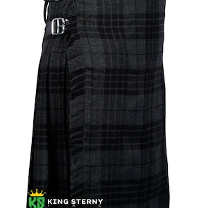 Men&#39;s and Women&#39;s  Scottish 5 Yard Kilt Made of Acrylic Wool 13oz Grey Night  Tartan Kilts size from 30 to 48 by KS