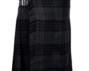 Men&#39;s and Women&#39;s  Scottish 5 Yard Kilt Made of Acrylic Wool 13oz Grey Night  Tartan Kilts size from 30 to 48 by KS