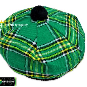 Great Men&#39;s and Women&#39;s Scottish Tam O&#39; Shanter Hat Irish Green Tartan Tummy Hat
