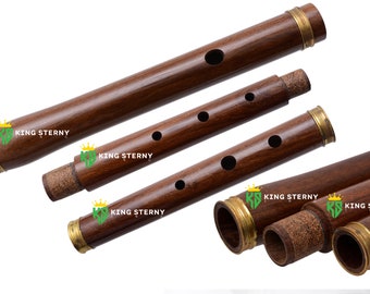 Brand New Irish Traditional Natural Solid Rose Wood D Flute 3 Parts 23” Long With Bag by KS.