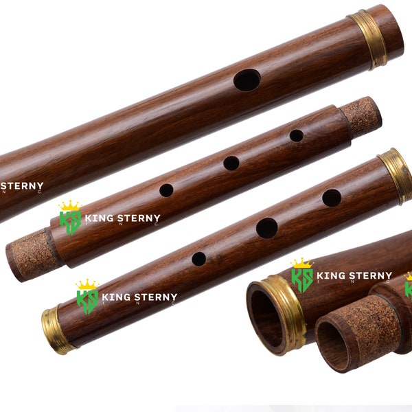 Brand New Irish Traditional Natural Solid Rose Wood D Flute 3 Parts 23” Long With Bag by KS.