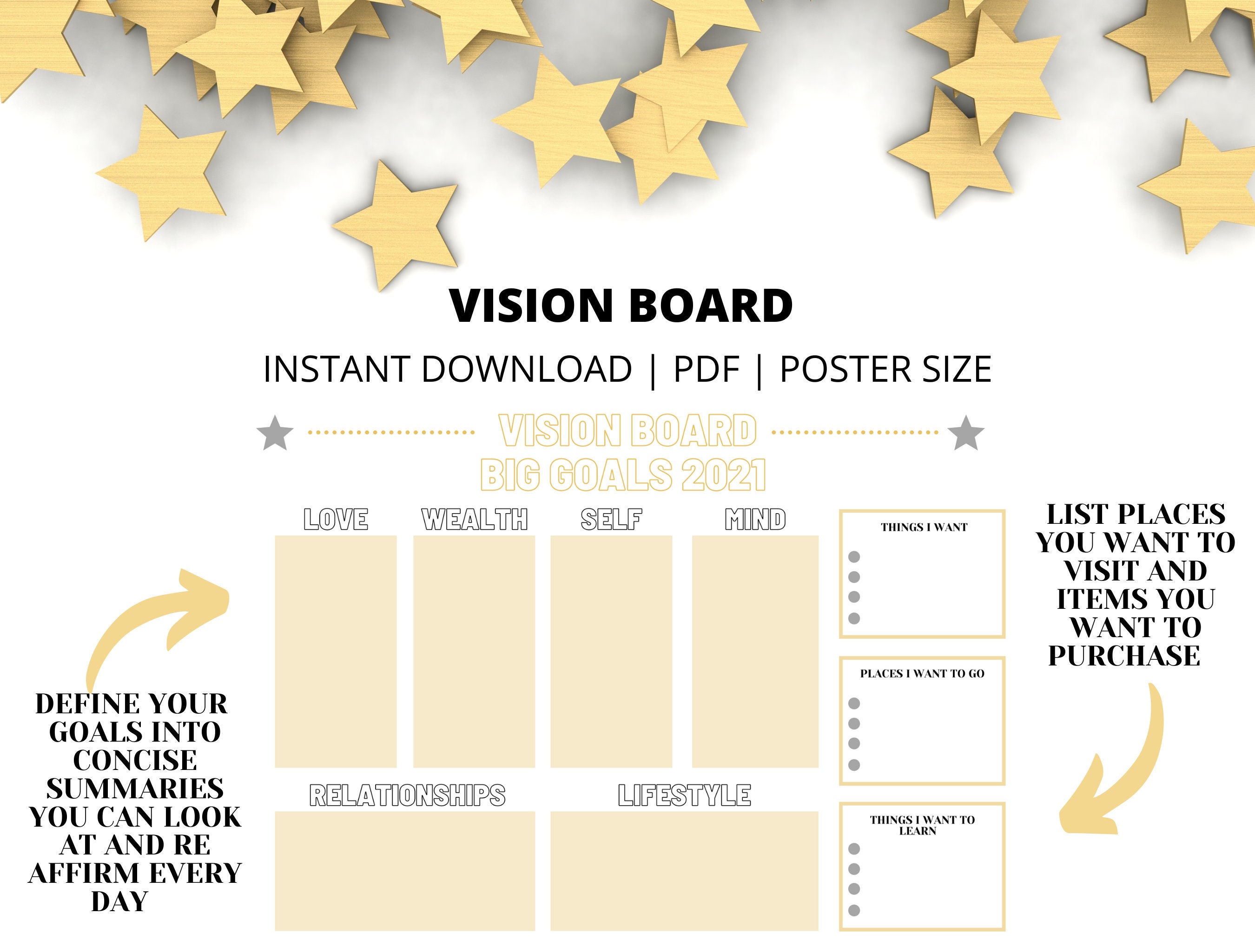 Law Of Attraction Vision Board Poster A4 Instant Etsy