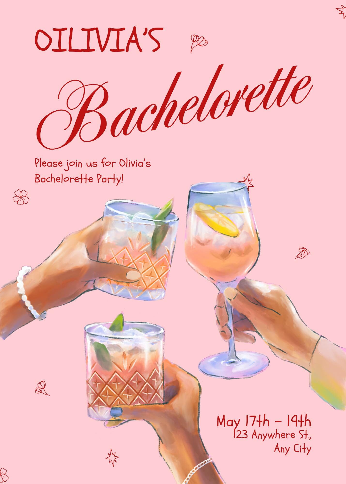 Chic Bachelorette Party Invitation: Editable Template (5x7) (digital ...