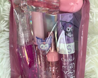 Kitty 5 pieces Lip Mix Bundle, Lip Gloss, Lip Oil, Lip Balm