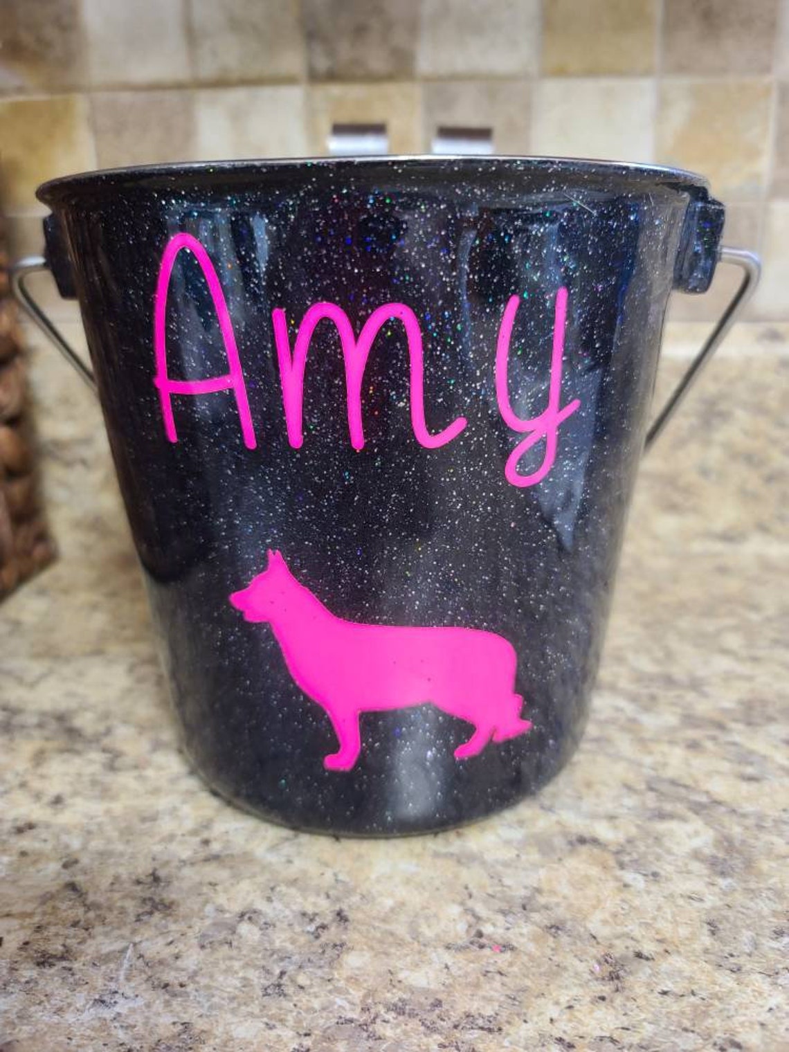 The Sparkle Epoxy Glitter Pet Bowl Dog Bucket Water Pail Etsy