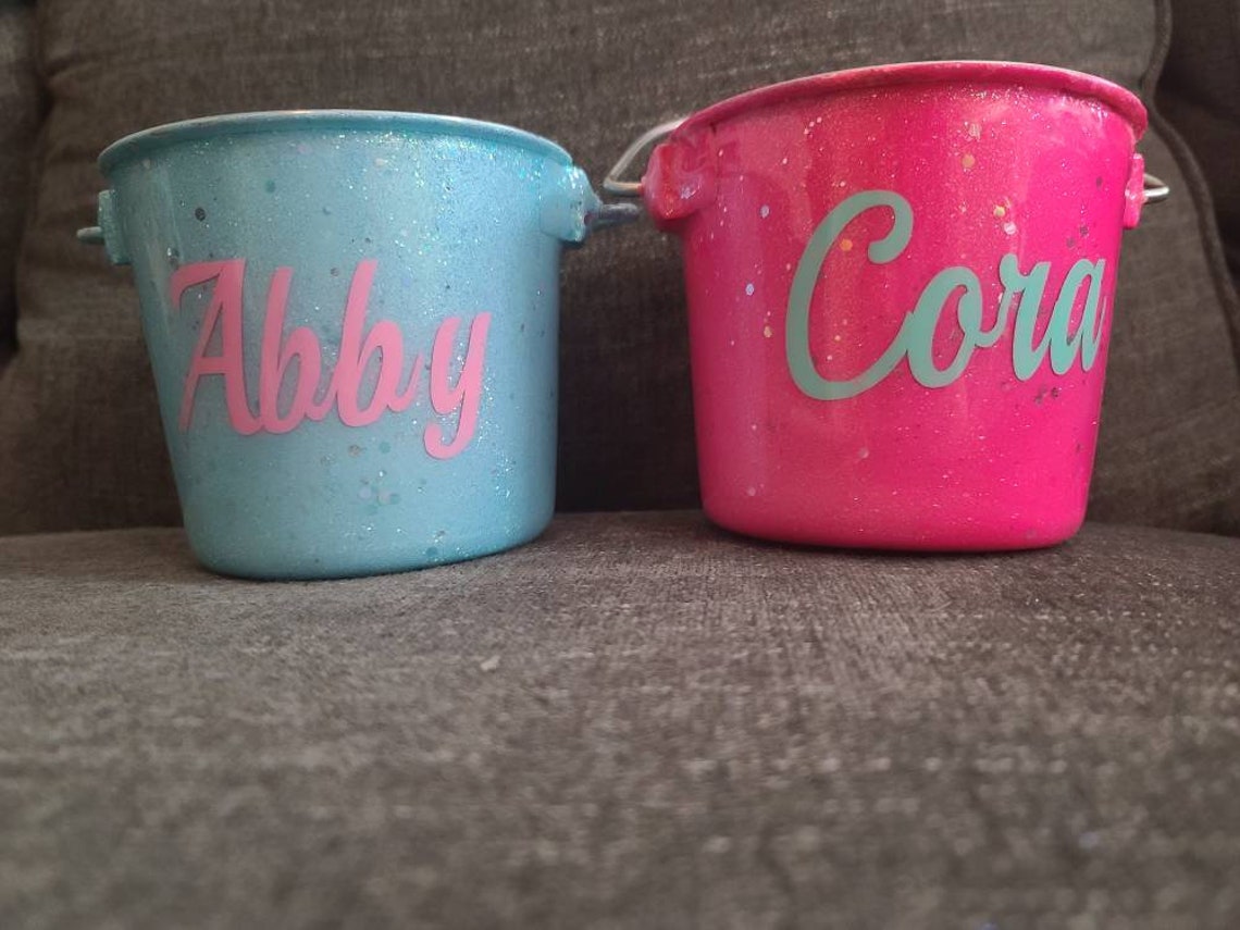 The Sparkle Epoxy Glitter Pet Bowl Dog Bucket Water Pail Etsy