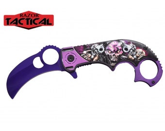 Custom Fantasy KARAMBIT Knife W/ Stainless Blade and Artwork Handle