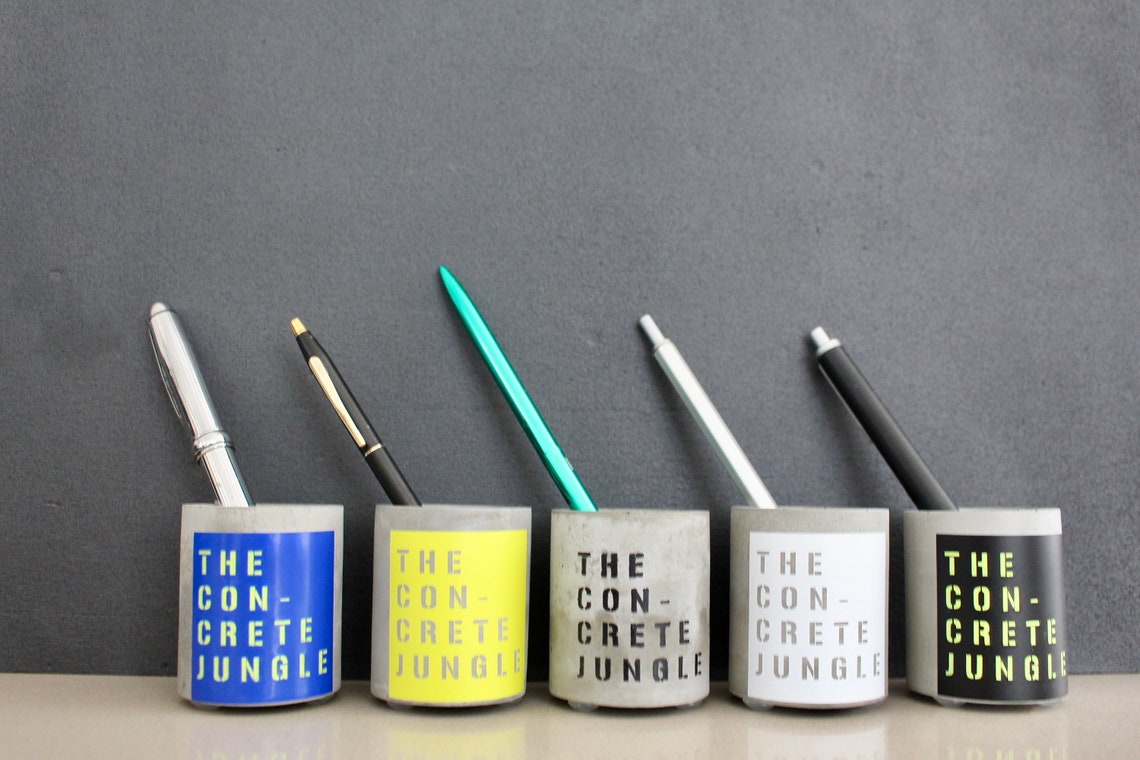 Concrete Multifunctional Cylindrical Pen Holder Etsy