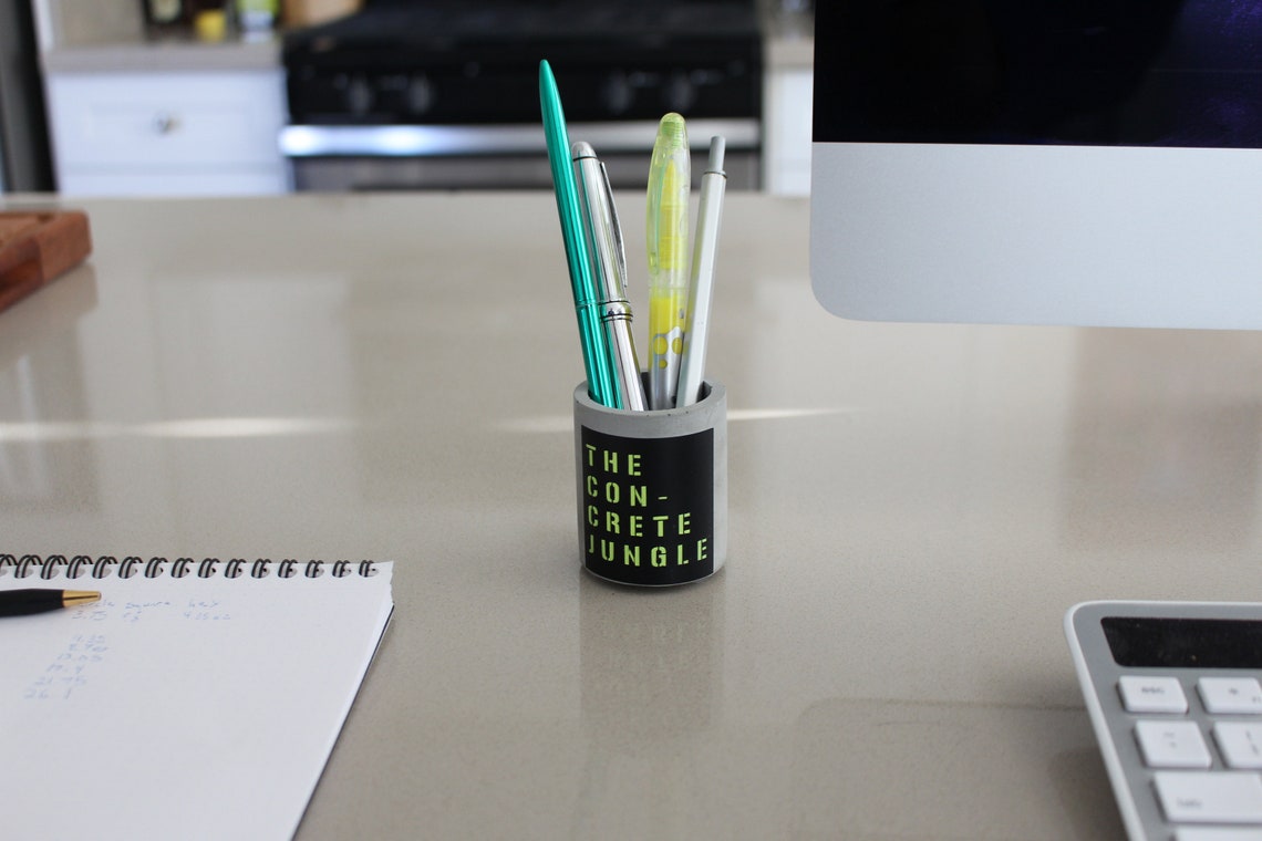 Concrete Multifunctional Cylindrical Pen Holder Etsy