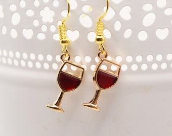 Wine Earrings Handmade Jewelry Wine Glass Earrings Ren Faire Small Earrings Wine Jewelry Wine Glass Jewelry Gift Idea for Her