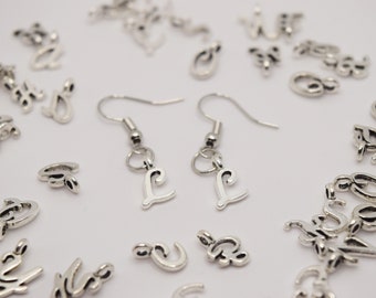 Letter earrings of your choice, ear hooks made of 925 sterling silver, personalized earrings with letters from A to Z